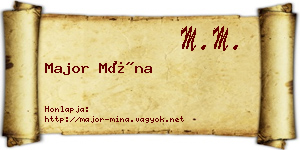 Major Mína névjegykártya